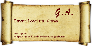 Gavrilovits Anna névjegykártya